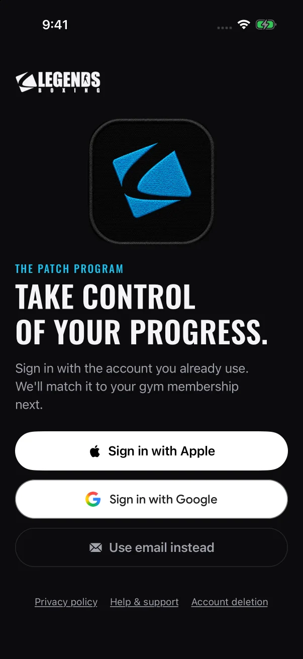 On iPhone you can sign in with Apple, with Google or with an email address and password.