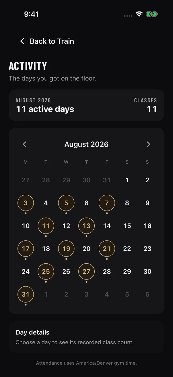 After you go back a month, the summary names the month and the right arrow works again.
