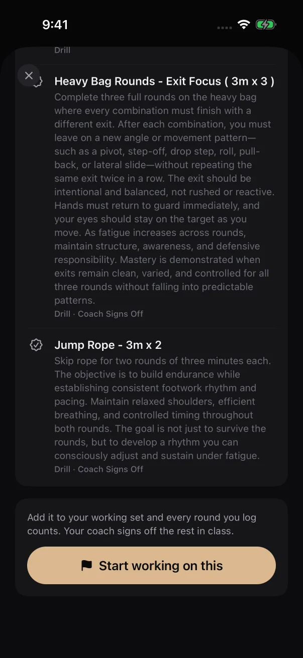 A patch you can start ends with Start working on this.