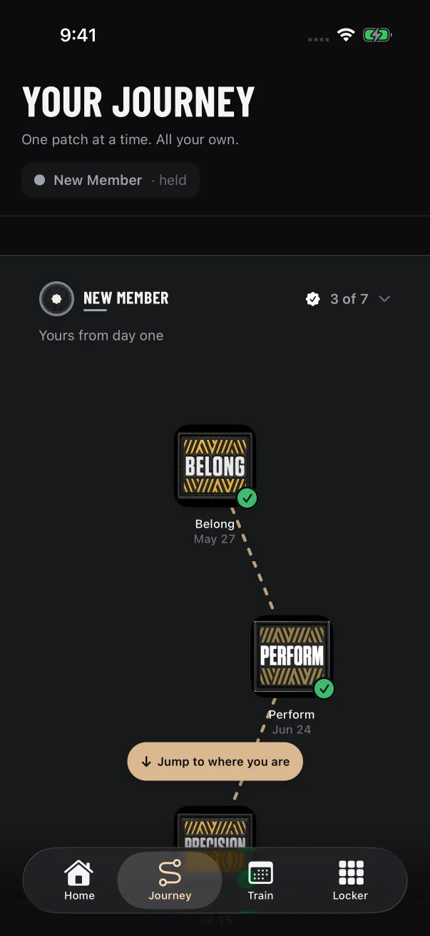 In the sample program, the core-value patches open the trail on the Journey.